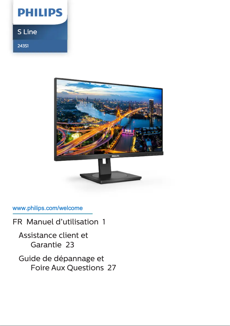 Page 1 de la notice Manuel utilisateur Philips 243S1