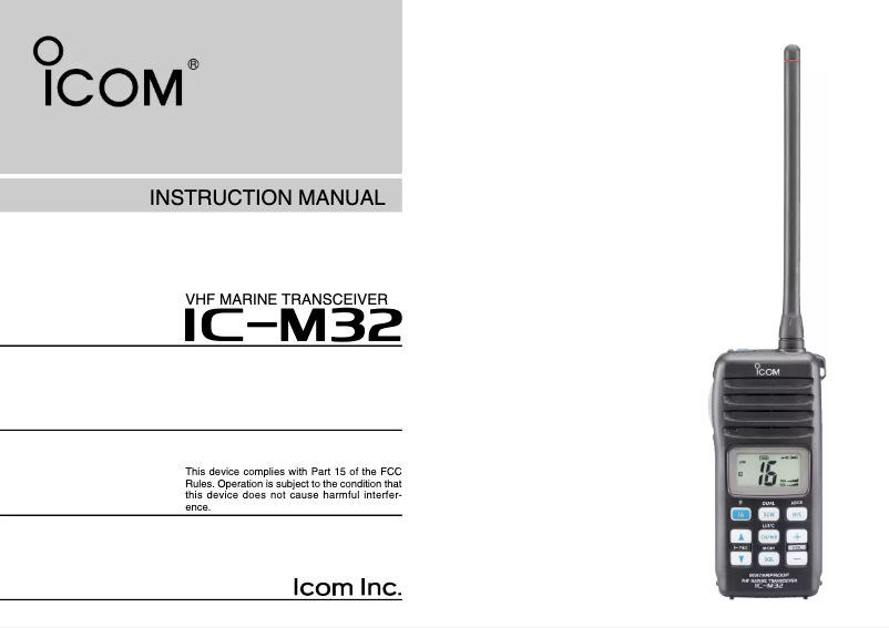 Image de la première page du manuel de l'appareil IC-M32