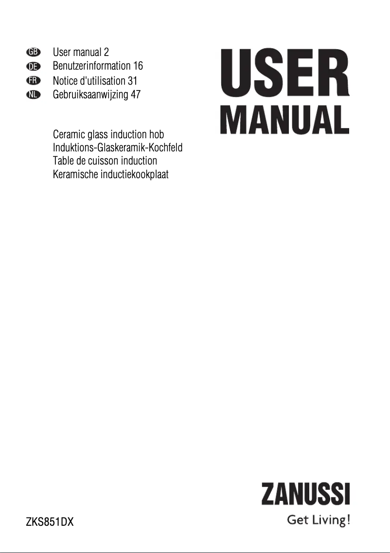 Page 1 de la notice Manuel utilisateur Zanussi ZKS 851 DX