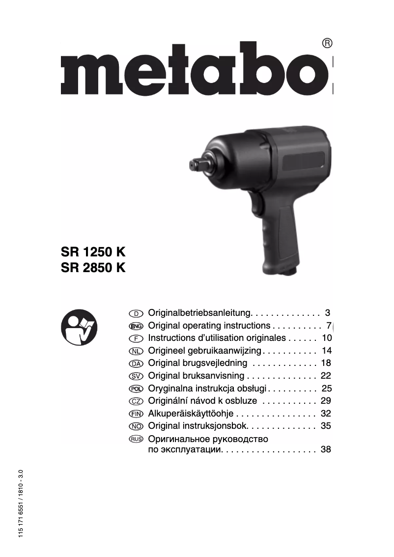 Page 1 de la notice Manuel utilisateur Metabo SR1250 K