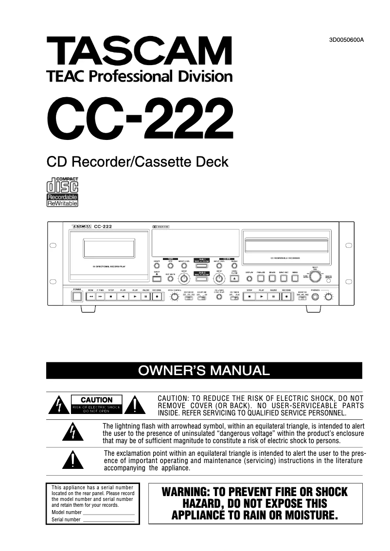 Image de la première page du manuel de l'appareil CC-222