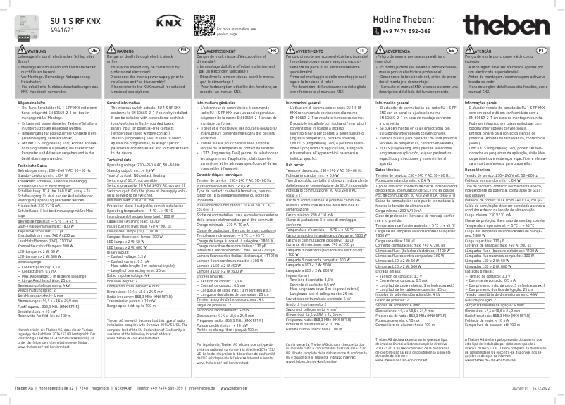 Page 1 de la notice Manuel utilisateur Theben SU 1 S RF KNX