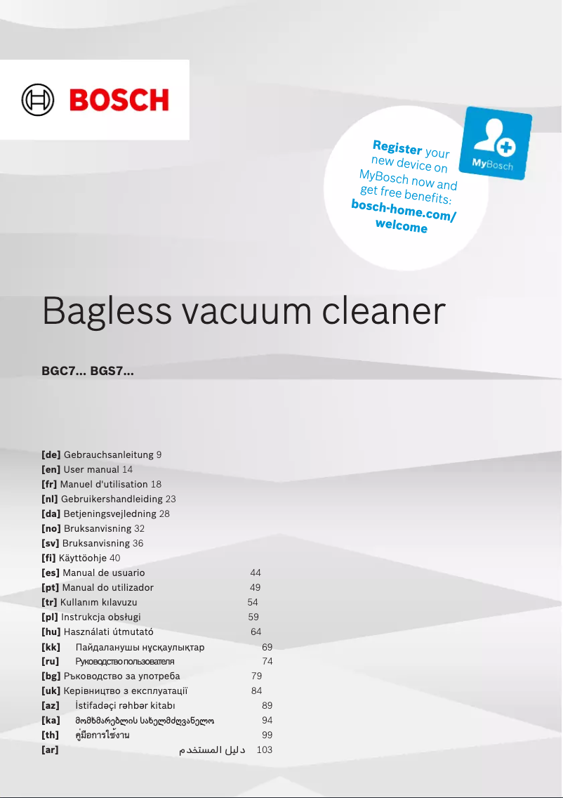 Page 1 of the manual User Manual Bosch Serie 8 Relaxx'x Ultimate BGS7PET