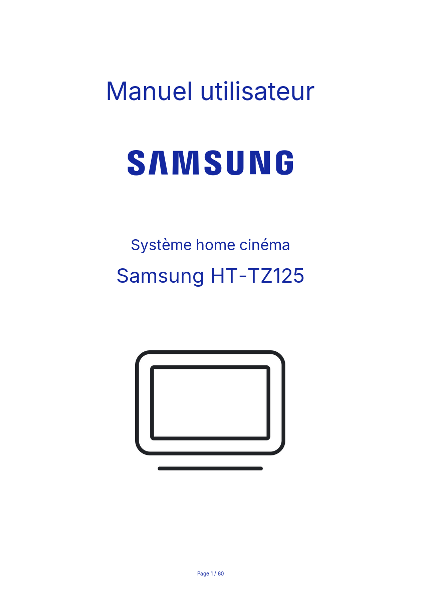 Page n°1 - Manuel utilisateur Samsung HT-TZ125