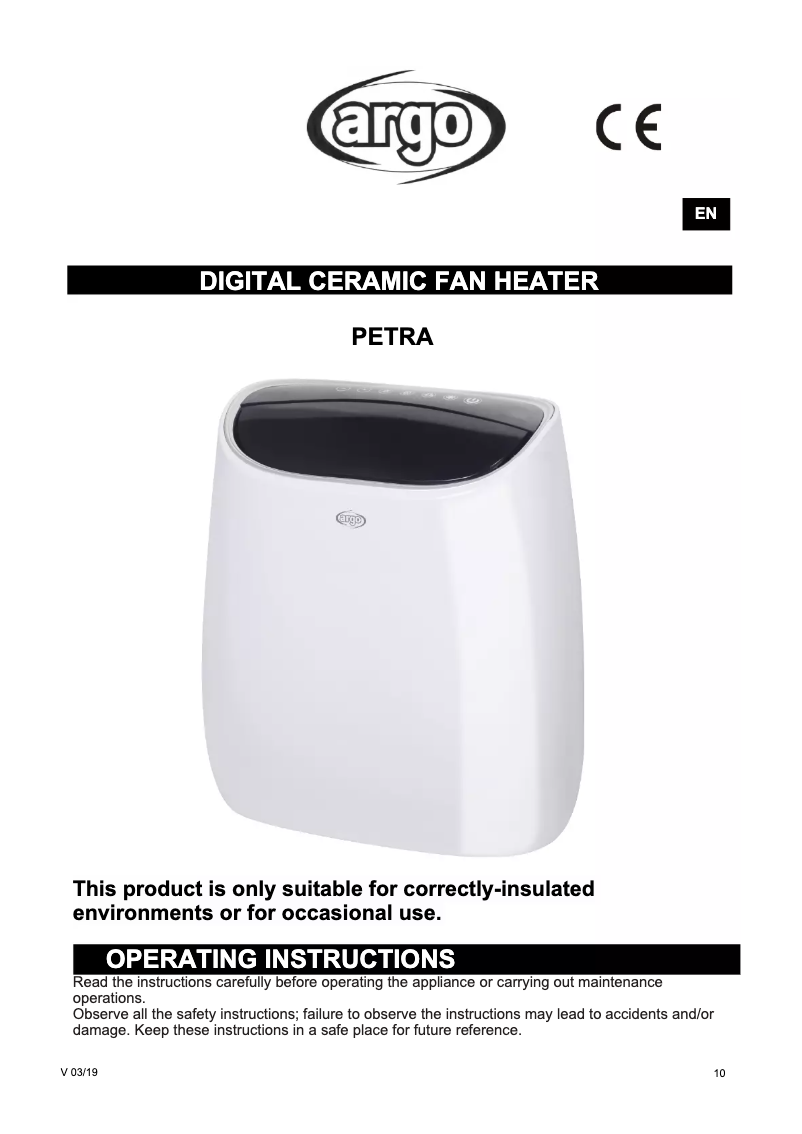 Page 1 de la notice Manuel utilisateur ARGO Petra