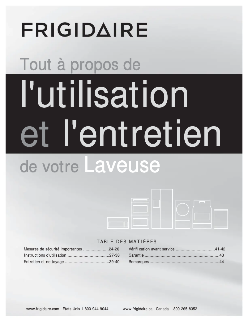 Page 1 de la notice Manuel utilisateur Frigidaire FAHE4044MW
