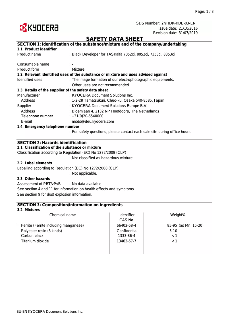 Image de la première page du manuel de l'appareil TASKalfa 8052ci