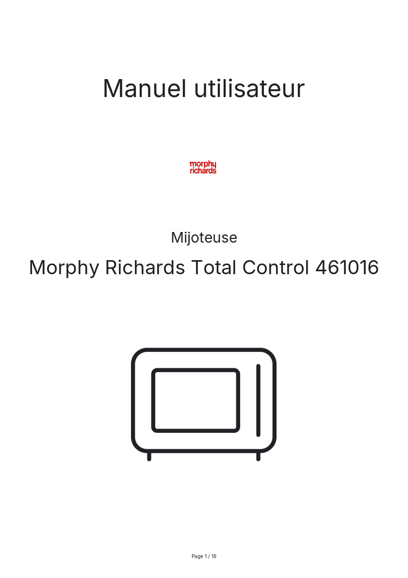 Image de la première page du manuel de l'appareil Total Control 461016