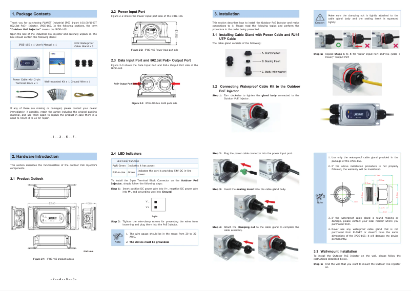 Page n°1 - Manuel utilisateur Planet IPOE-165