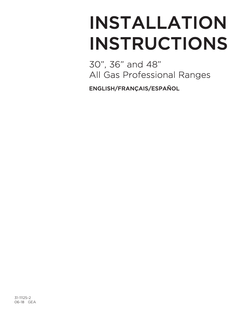 Page n°1 - Guide d'installation Monogram ZGP364NDN