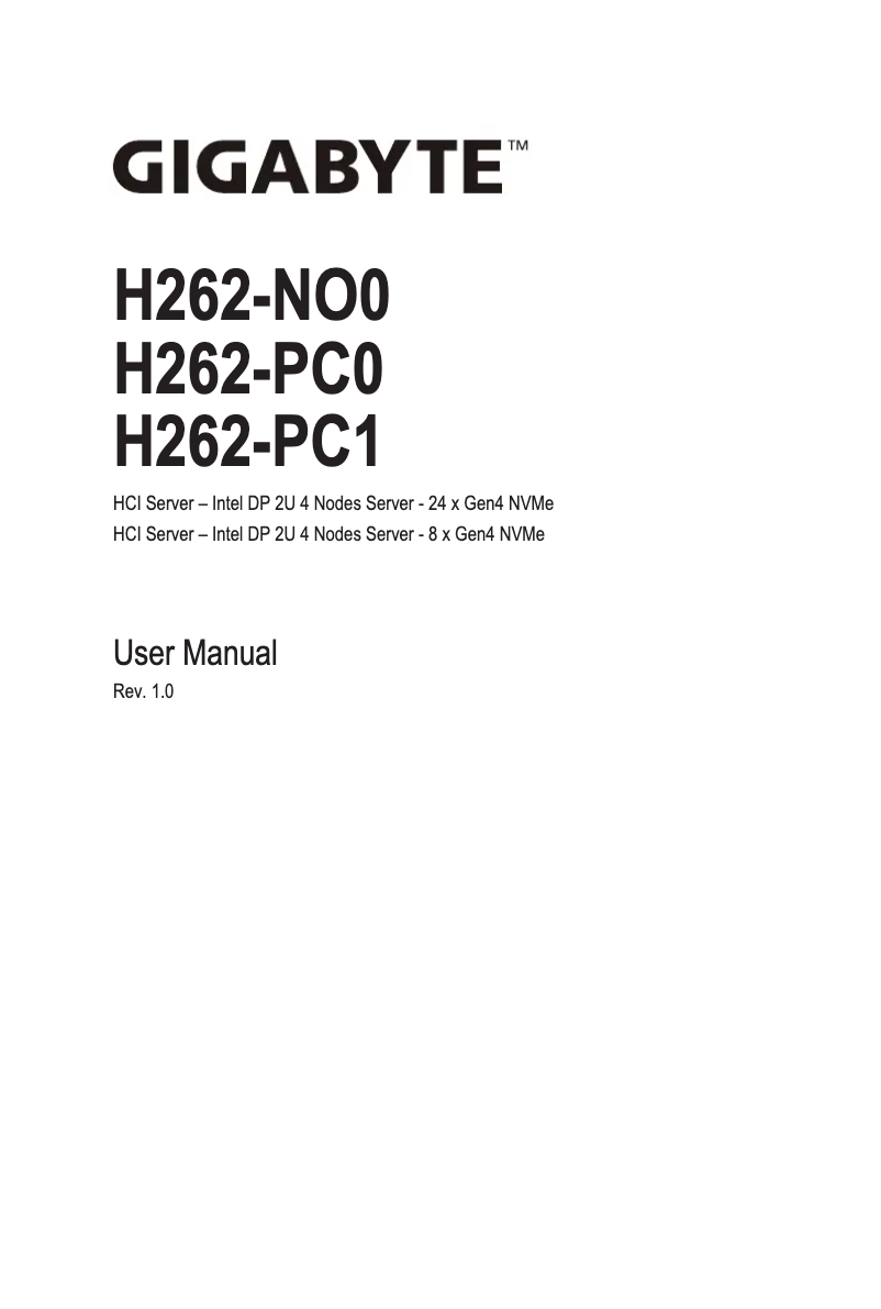 Image de la première page du manuel de l'appareil H262-PC0
