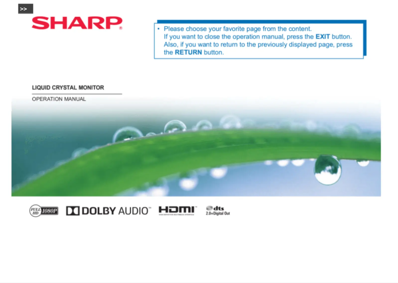 Page 1 de la notice Manuel utilisateur Sharp PN-Q901E