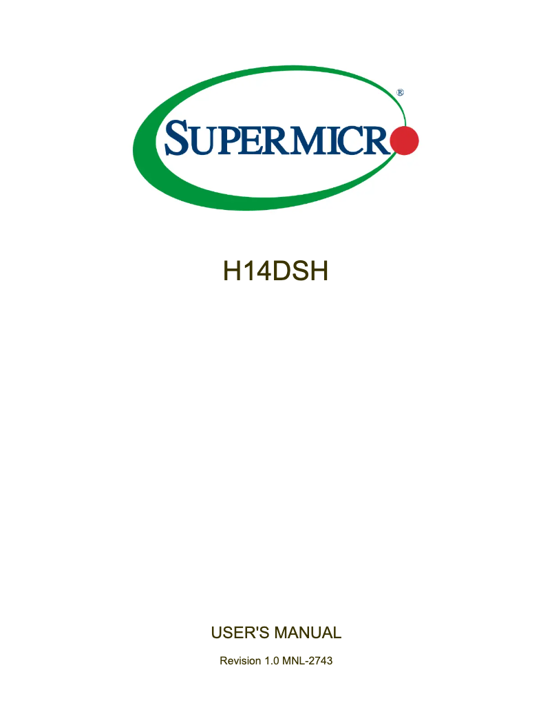 Page 1 de la notice Manuel utilisateur Supermicro H14DSH