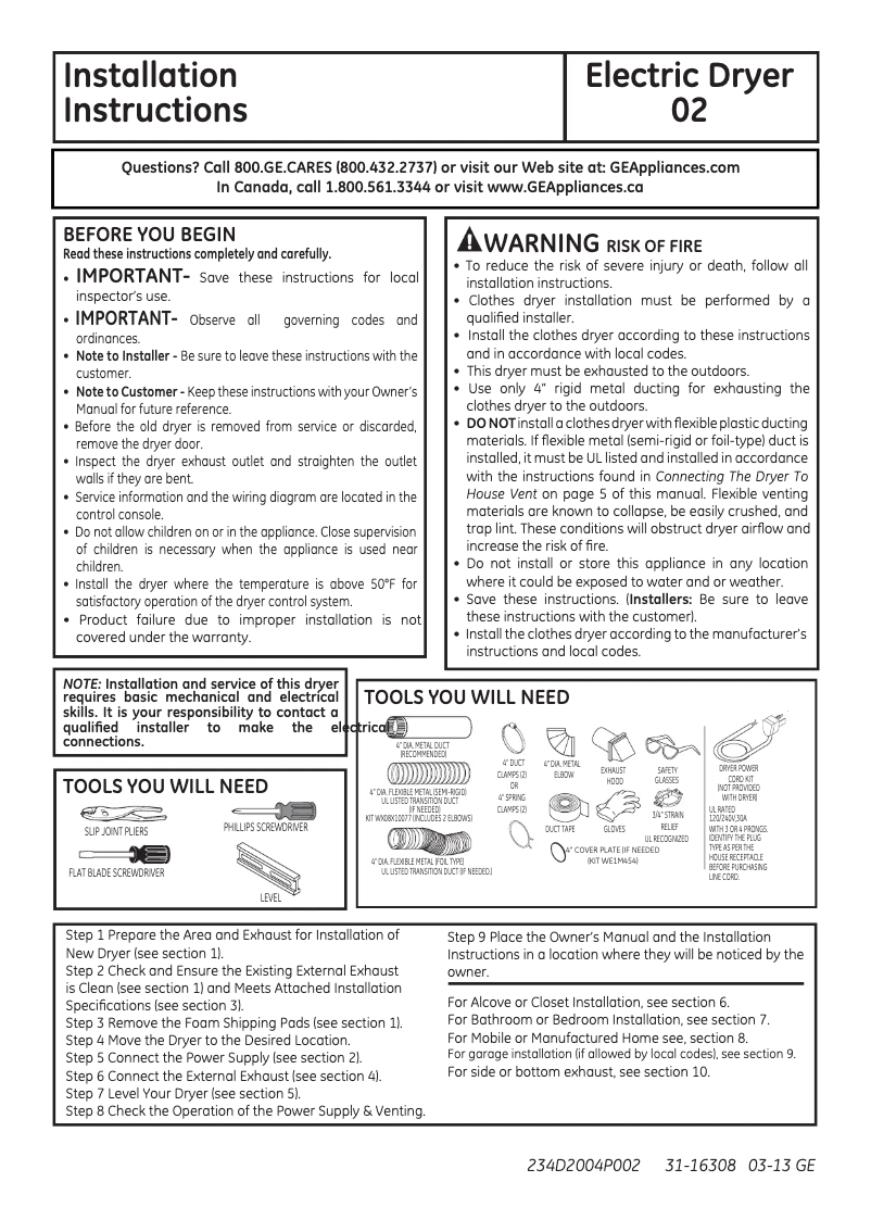 Image de la première page du manuel de l'appareil GTDS570EDWW