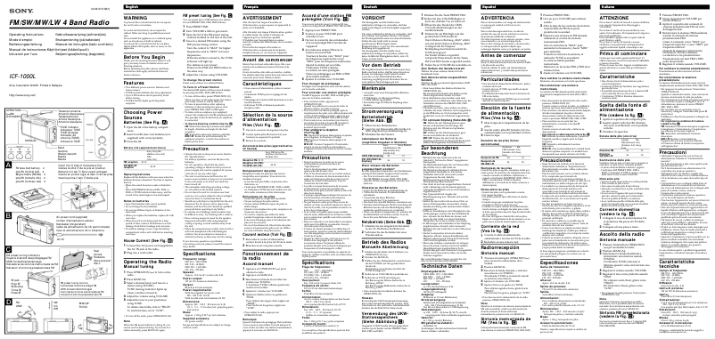 Page n°1 - Manuel utilisateur Sony ICF-1000L