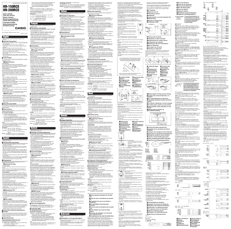 Page 1 de la notice Manuel utilisateur Casio HR-150RCE