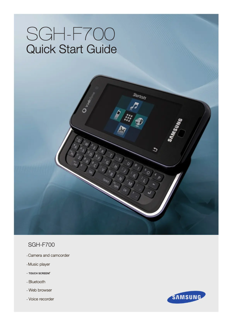 Page 1 de la notice Guide d'installation Samsung SGH-F700