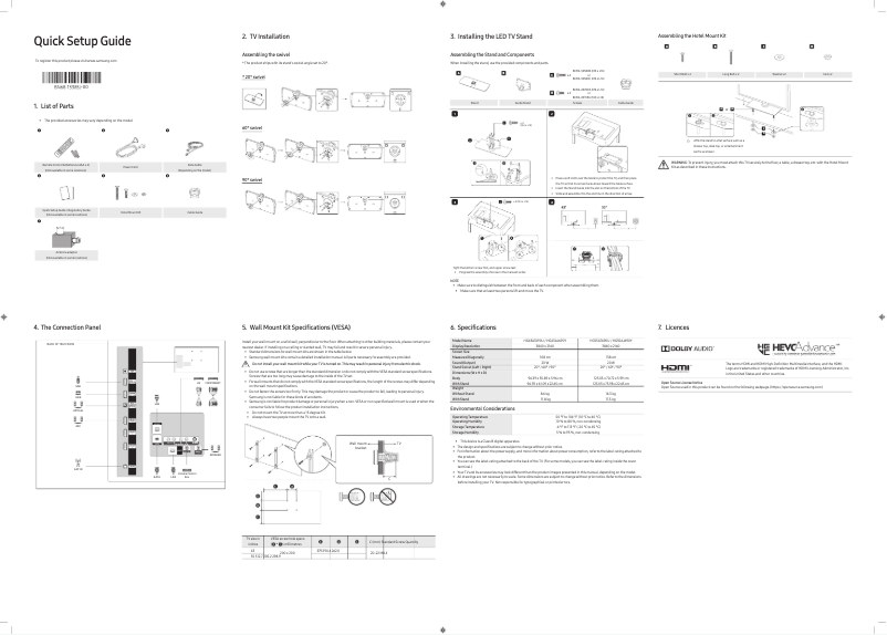 Page 1 de la notice Manuel utilisateur Samsung HG55AJ690YK