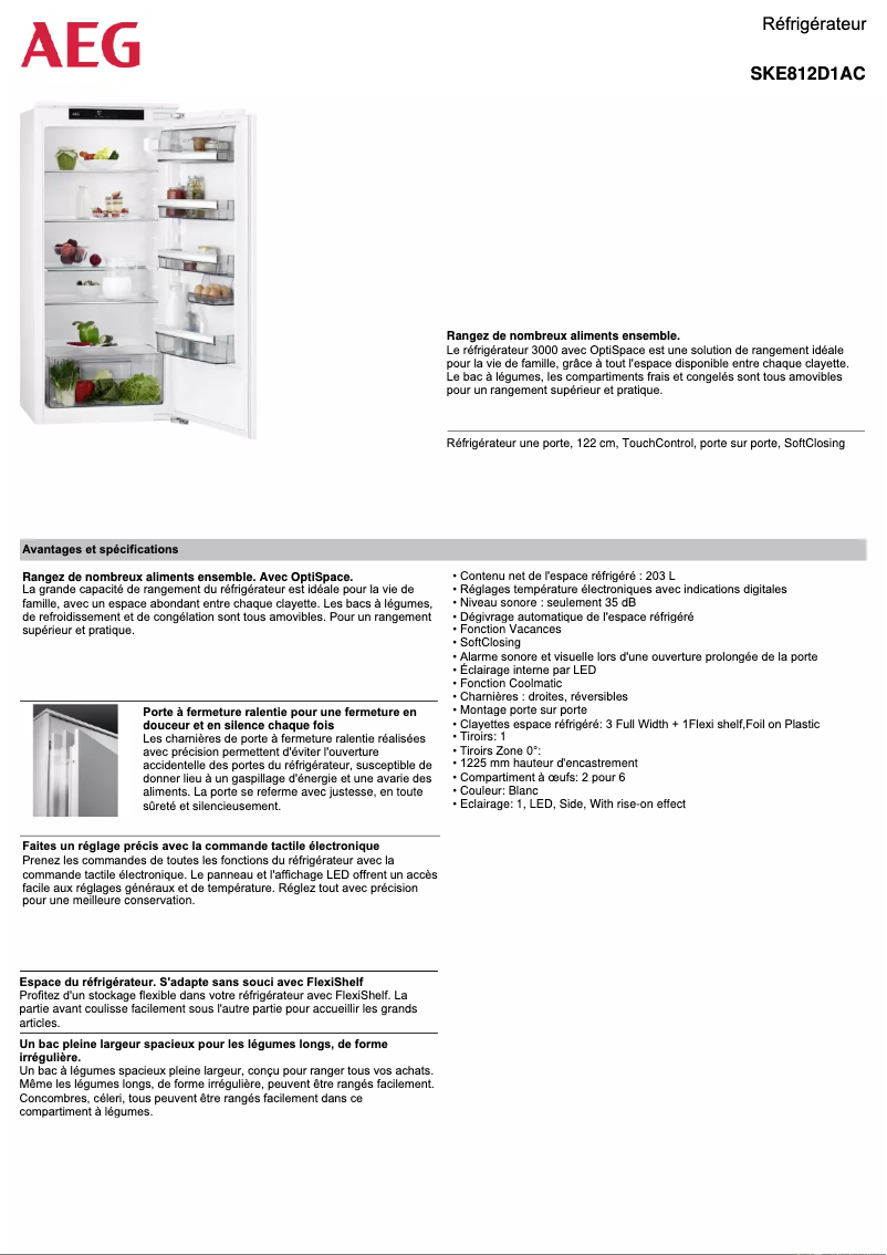 Page n°1 - Fiche technique AEG SKE812D1AC