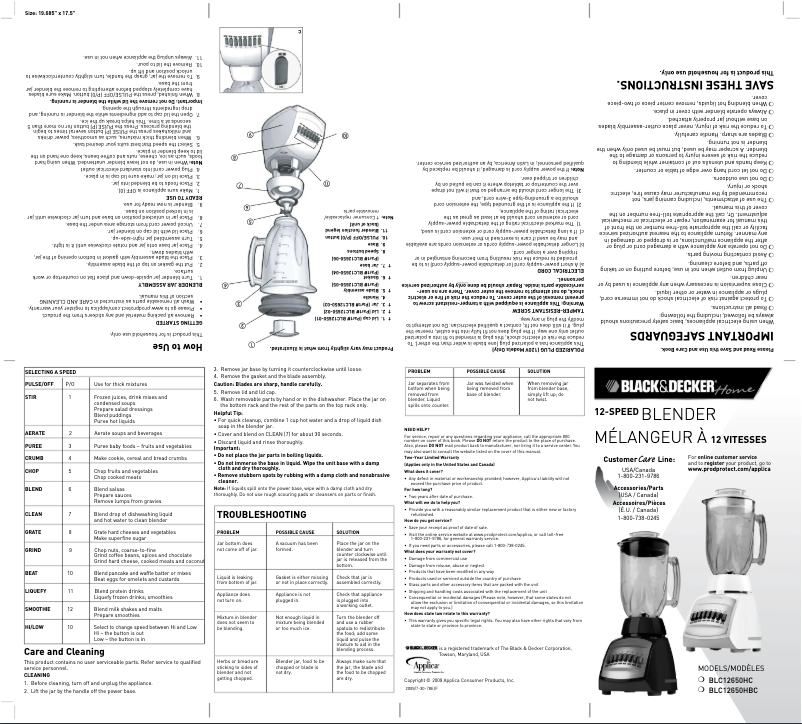 Page 1 de la notice Manuel utilisateur Black & Decker BLC12650HBC