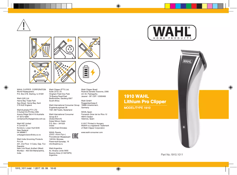 Page n°1 - Manuel utilisateur Wahl Lithium Pro LED 1910