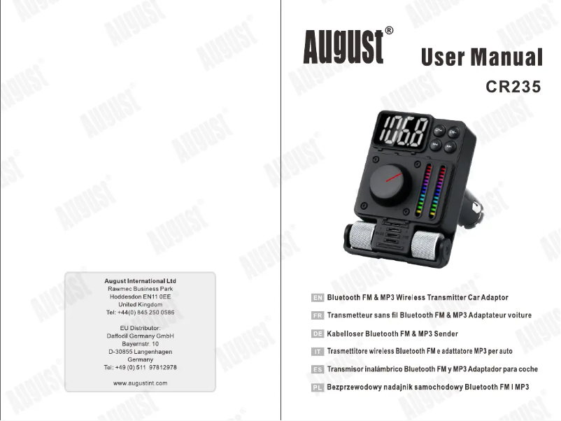 Page 1 de la notice Manuel utilisateur August CR235