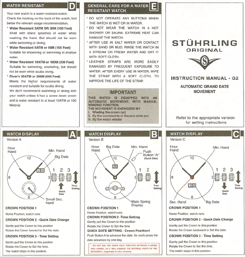Page 1 de la notice Manuel utilisateur Stührling G2