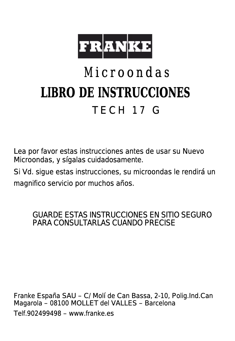 Image de la première page du manuel de l'appareil TECH 17 G