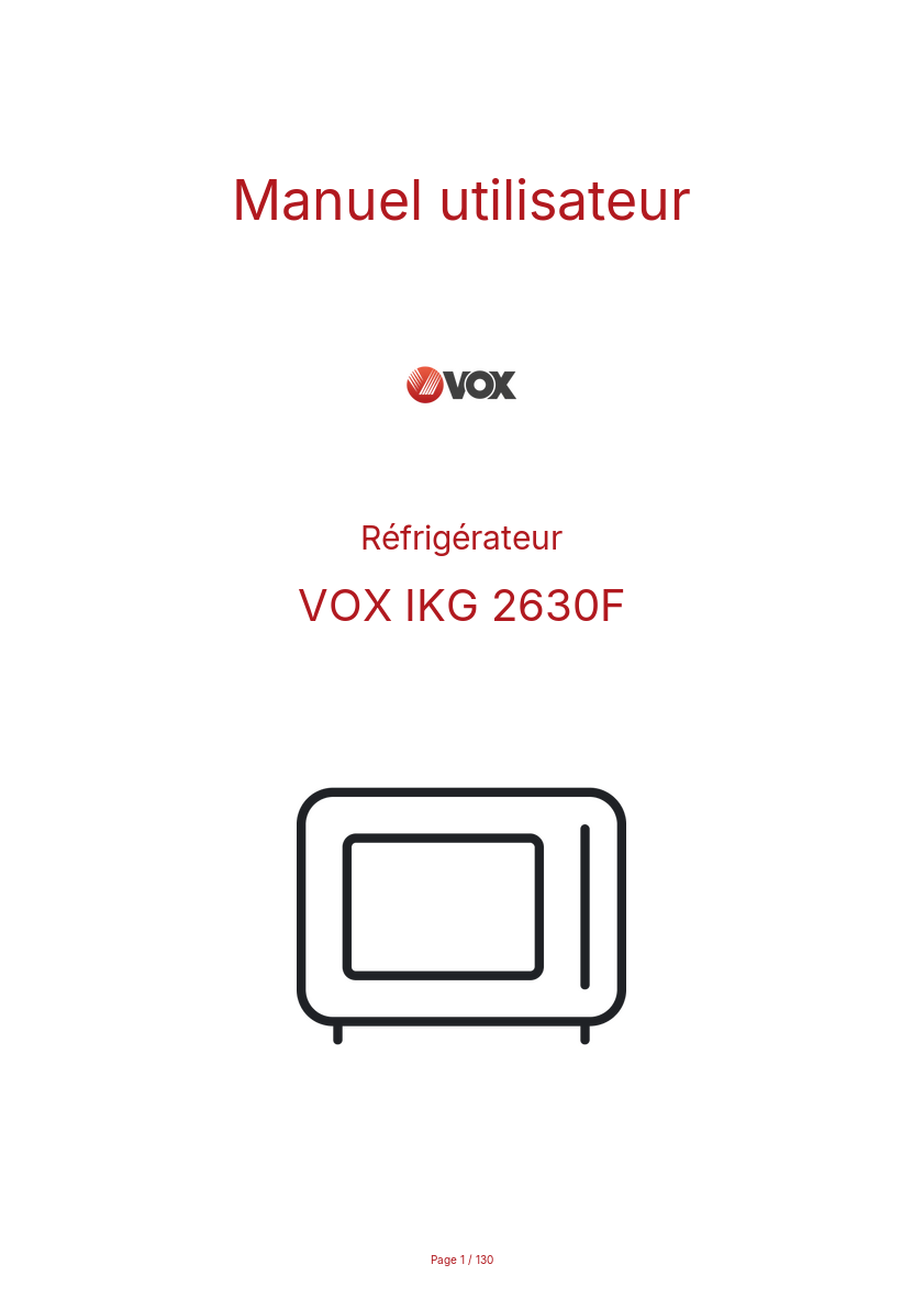 Page n°1 - Manuel utilisateur VOX IKG 2630F