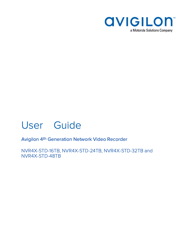 Page n°1 - Manuel utilisateur Avigilon NVR4X-STD-48TB-EU