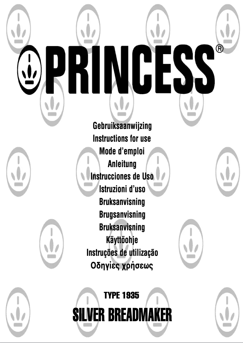 Page 1 de la notice Manuel utilisateur Princess Silver Breadmaker 151935