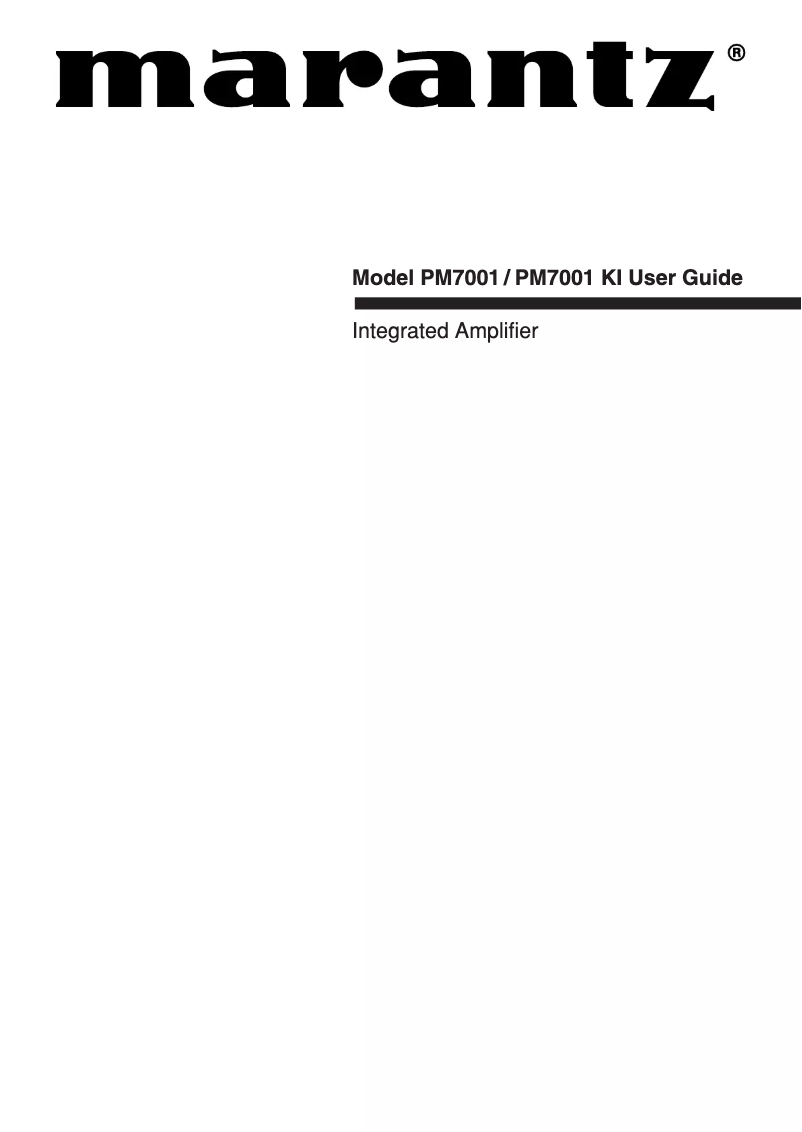 Page n°1 - Manuel utilisateur Marantz PM7001KI