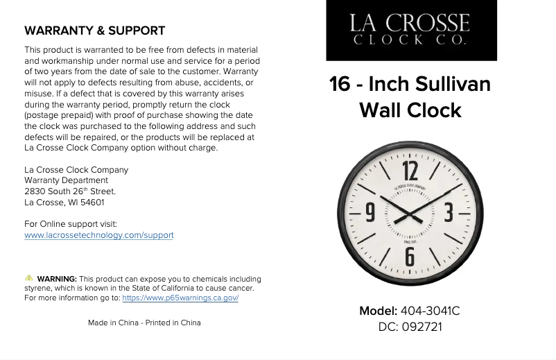 Page 1 de la notice Manuel utilisateur La Crosse Technology 404-3041C