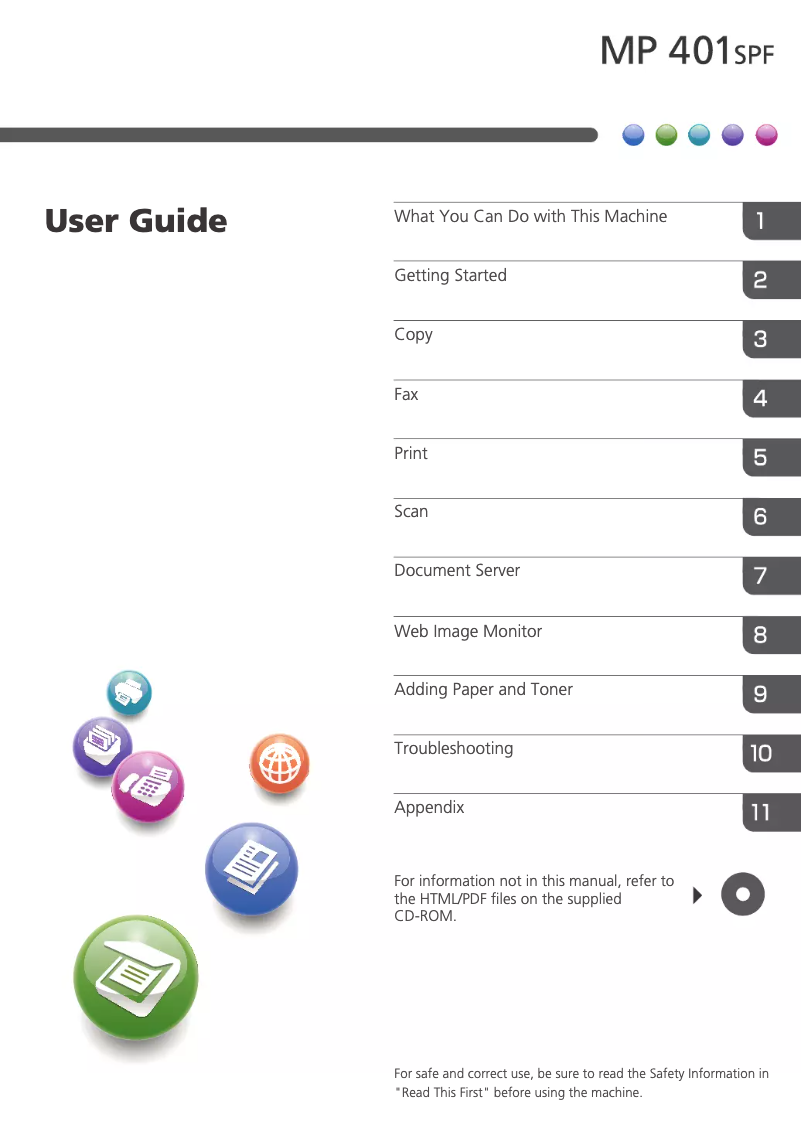 Image de la première page du manuel de l'appareil MP 401SPF