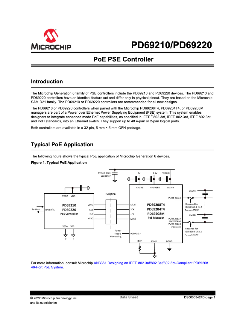 Page 1 de la notice Manuel utilisateur Microchip PD69220