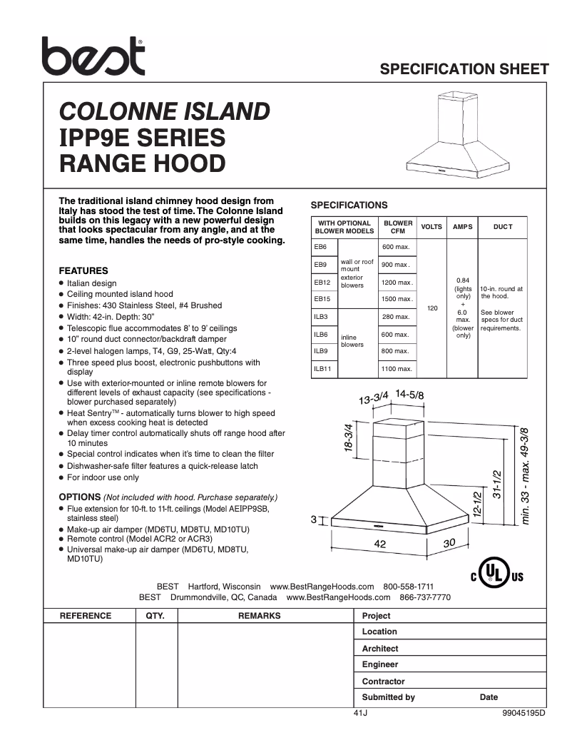 Page 1 de la notice Guide d'installation Best Colonne IPP9E42SB