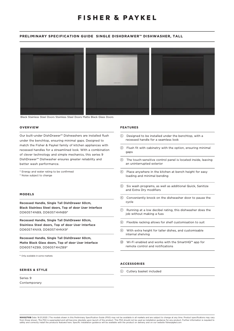 Page n°1 - Fiche technique Fisher & Paykel DD60ST4HNB9