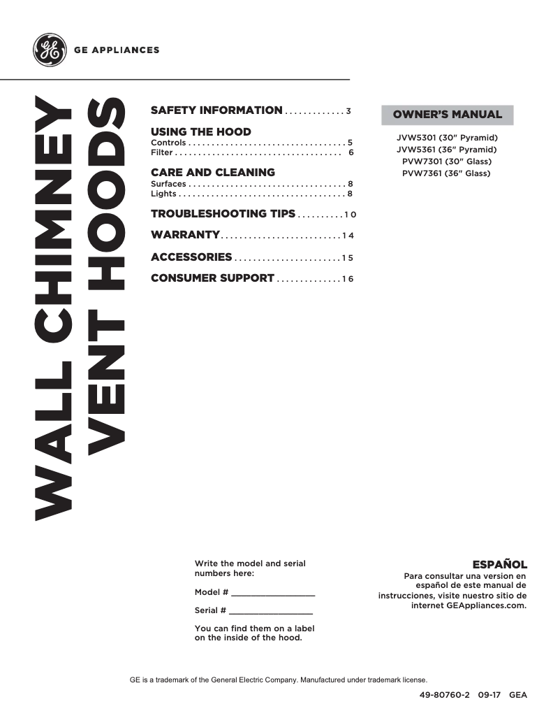 Page 1 de la notice Mode d'emploi GE PVW7301EJES