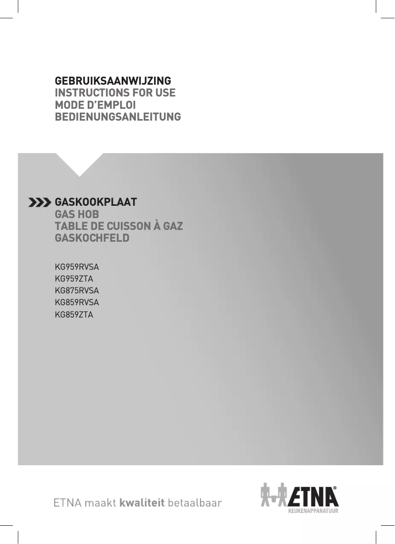 Page 1 de la notice Manuel utilisateur Etna KG859RVSA