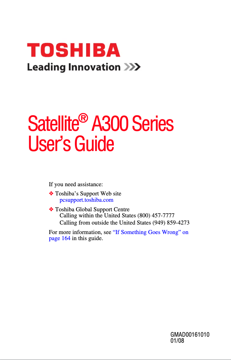 Image de la première page du manuel de l'appareil Satellite A300