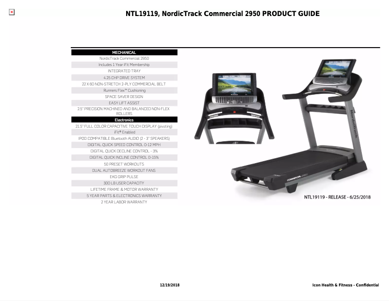 Page n°1 - Manuel utilisateur NordicTrack Commercial 2950