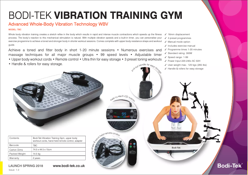 Image de la première page du manuel de l'appareil Vibration Training Plate