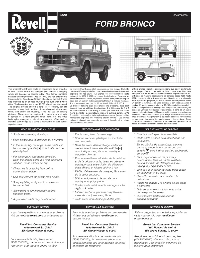 Page n°1 - Manuel utilisateur Revell Ford Bronco