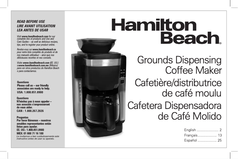 Page 1 de la notice Manuel utilisateur Hamilton Beach 45400