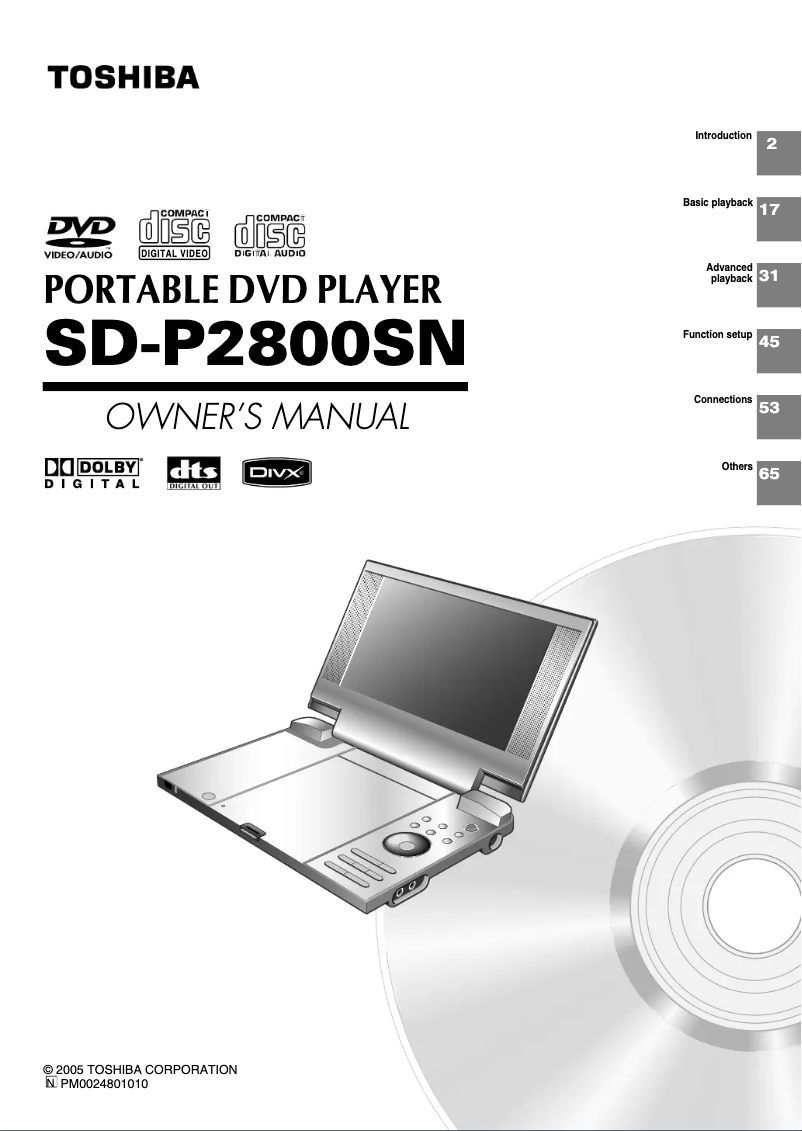 Page n°1 - Manuel utilisateur Toshiba SD-P2800