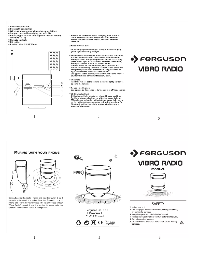 Página 1 del manual Manual de usuario Ferguson Vibro Radio