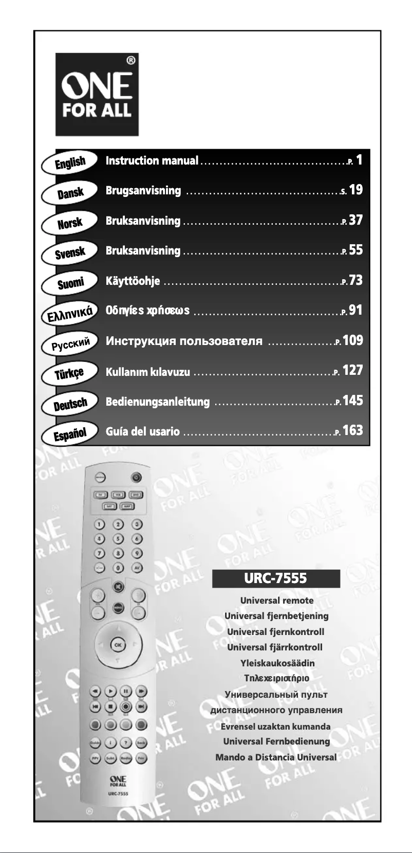 Page 1 de la notice Manuel utilisateur One for all Digital 5 URC 7555