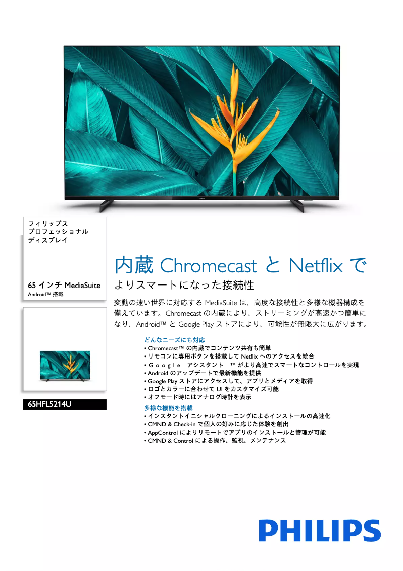 Page 1 of the manual Catalogue Philips 65HFL5214U