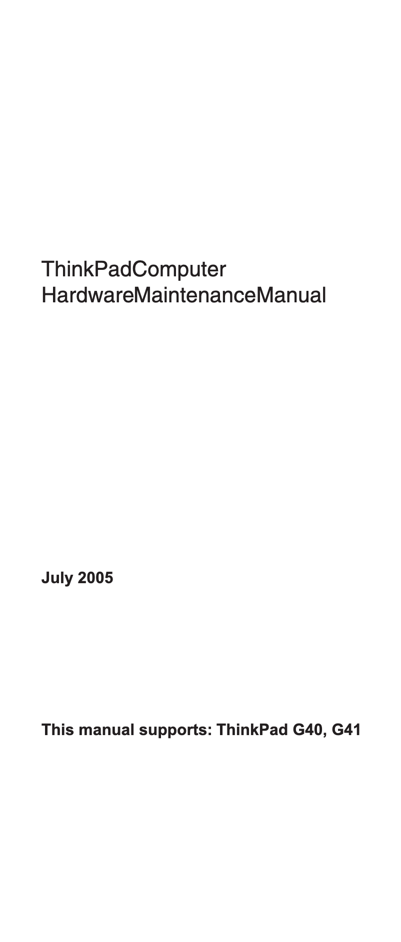 Image de la première page du manuel de l'appareil ThinkPad G40