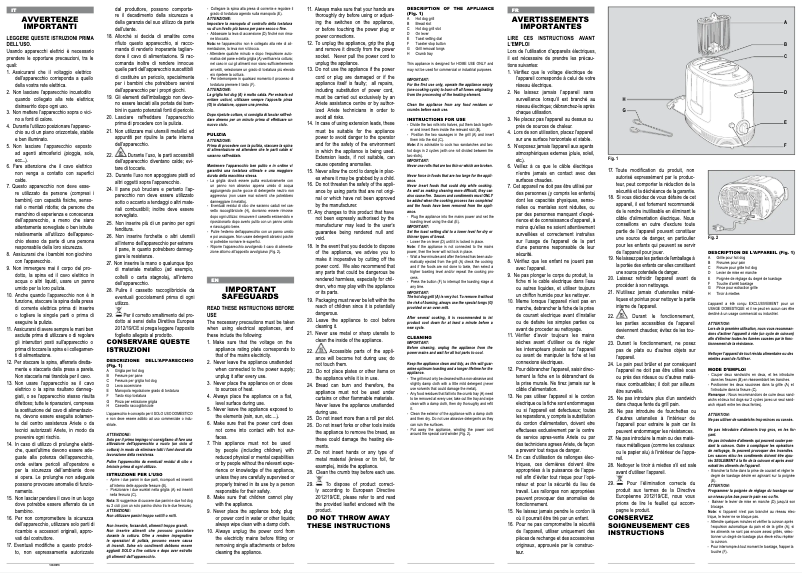 Page 1 de la notice Manuel utilisateur Ariete 206